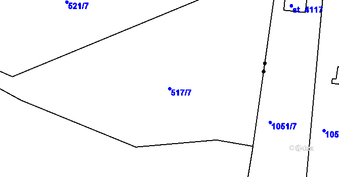 Parcela st. 517/7 v KÚ Hradiště u Písku, Katastrální mapa