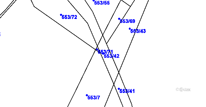 Parcela st. 553/42 v KÚ Hradiště u Písku, Katastrální mapa