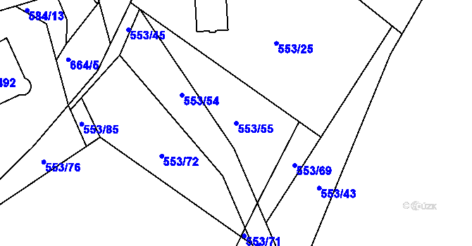 Parcela st. 553/55 v KÚ Hradiště u Písku, Katastrální mapa