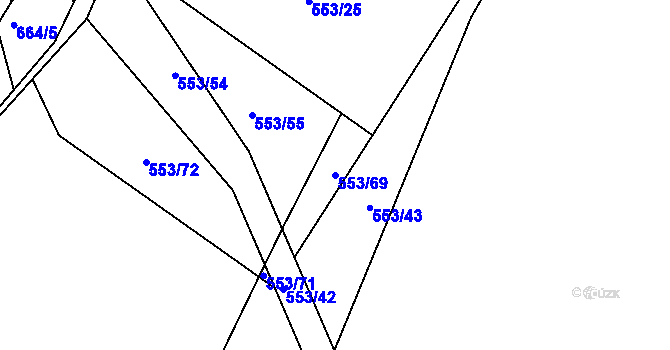Parcela st. 553/69 v KÚ Hradiště u Písku, Katastrální mapa