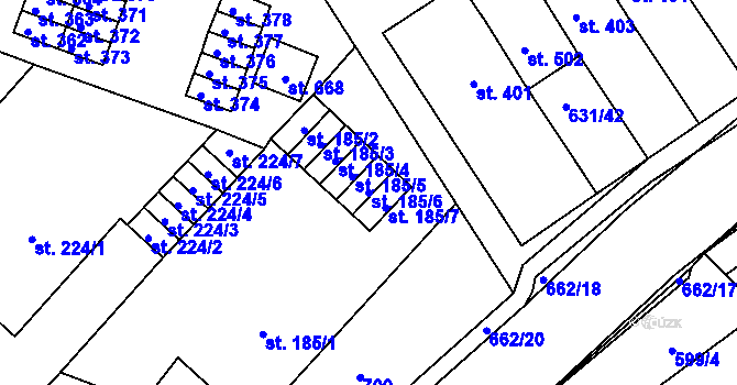 Parcela st. 185/6 v KÚ Hradiště u Písku, Katastrální mapa