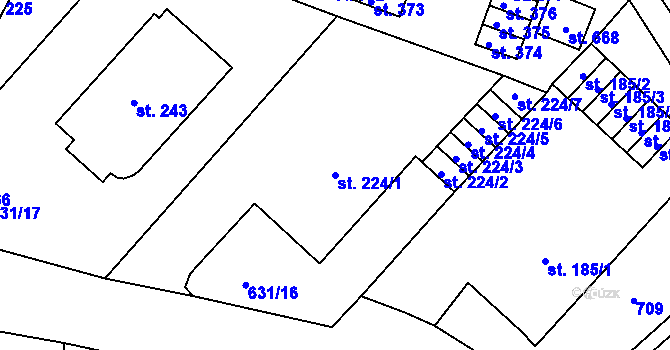 Parcela st. 224/1 v KÚ Hradiště u Písku, Katastrální mapa