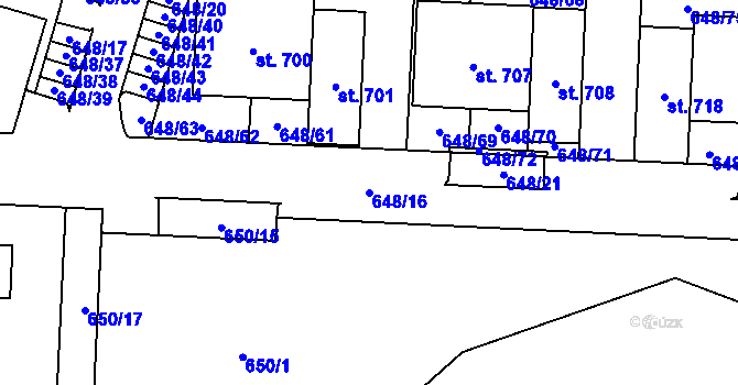 Parcela st. 648/16 v KÚ Hradiště u Písku, Katastrální mapa