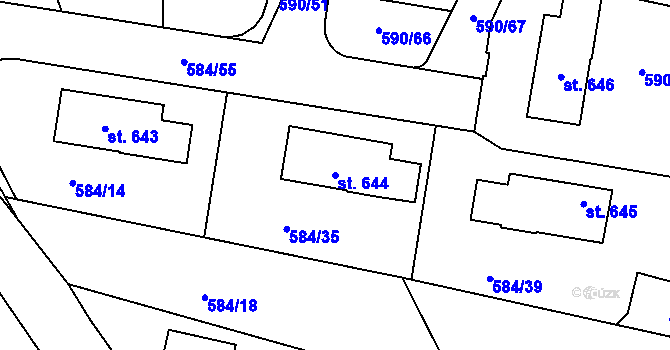 Parcela st. 644 v KÚ Hradiště u Písku, Katastrální mapa