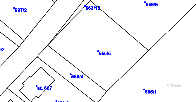 Parcela st. 556/5 v KÚ Hradiště u Písku, Katastrální mapa