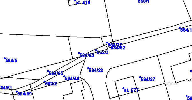 Parcela st. 562/3 v KÚ Hradiště u Písku, Katastrální mapa