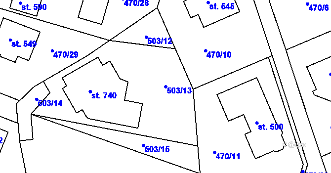 Parcela st. 503/13 v KÚ Hradiště u Písku, Katastrální mapa