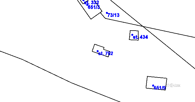 Parcela st. 702 v KÚ Hradiště u Písku, Katastrální mapa