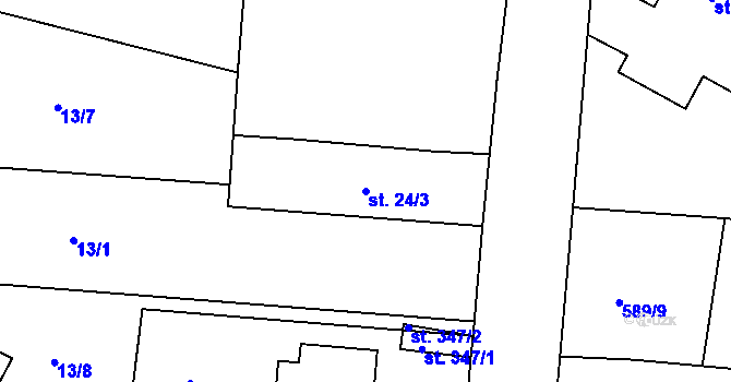 Parcela st. 24/3 v KÚ Hradiště u Písku, Katastrální mapa