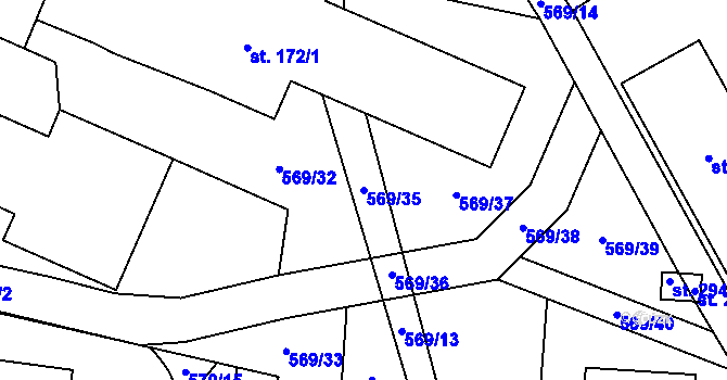 Parcela st. 569/35 v KÚ Hradiště u Písku, Katastrální mapa