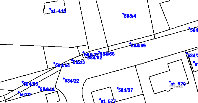 Parcela st. 584/68 v KÚ Hradiště u Písku, Katastrální mapa