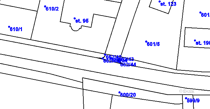 Parcela st. 662/42 v KÚ Hradiště u Písku, Katastrální mapa