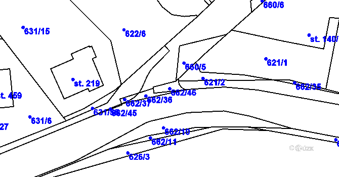 Parcela st. 662/46 v KÚ Hradiště u Písku, Katastrální mapa