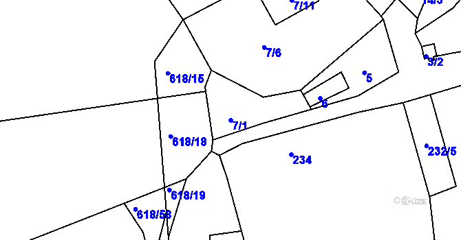 Parcela st. 7/1 v KÚ Písek u Chlumce nad Cidlinou, Katastrální mapa