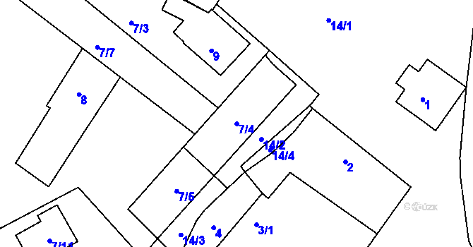 Parcela st. 7/4 v KÚ Písek u Chlumce nad Cidlinou, Katastrální mapa