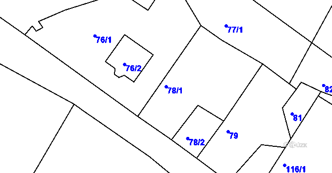 Parcela st. 78/1 v KÚ Písek u Chlumce nad Cidlinou, Katastrální mapa