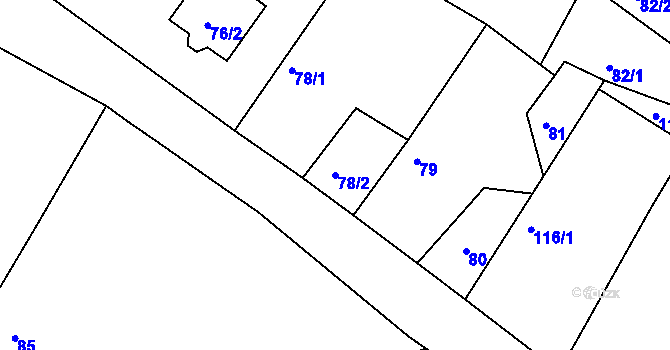 Parcela st. 78/2 v KÚ Písek u Chlumce nad Cidlinou, Katastrální mapa