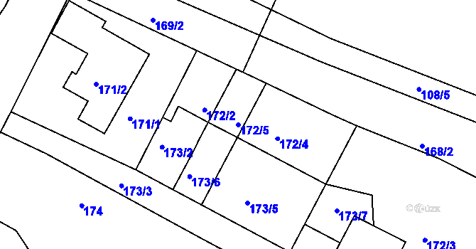 Parcela st. 172/5 v KÚ Písek u Chlumce nad Cidlinou, Katastrální mapa