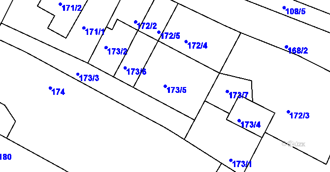Parcela st. 173/5 v KÚ Písek u Chlumce nad Cidlinou, Katastrální mapa