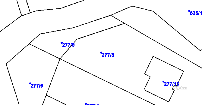 Parcela st. 277/5 v KÚ Písek u Chlumce nad Cidlinou, Katastrální mapa