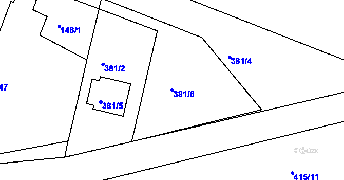Parcela st. 381/6 v KÚ Písek u Chlumce nad Cidlinou, Katastrální mapa