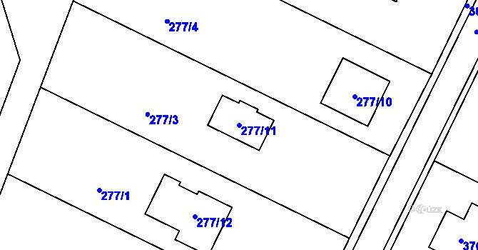 Parcela st. 277/11 v KÚ Písek u Chlumce nad Cidlinou, Katastrální mapa