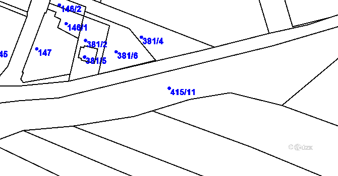 Parcela st. 415/11 v KÚ Písek u Chlumce nad Cidlinou, Katastrální mapa
