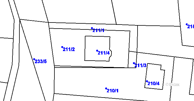 Parcela st. 211/4 v KÚ Písek u Chlumce nad Cidlinou, Katastrální mapa