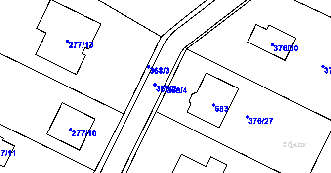 Parcela st. 368/4 v KÚ Písek u Chlumce nad Cidlinou, Katastrální mapa