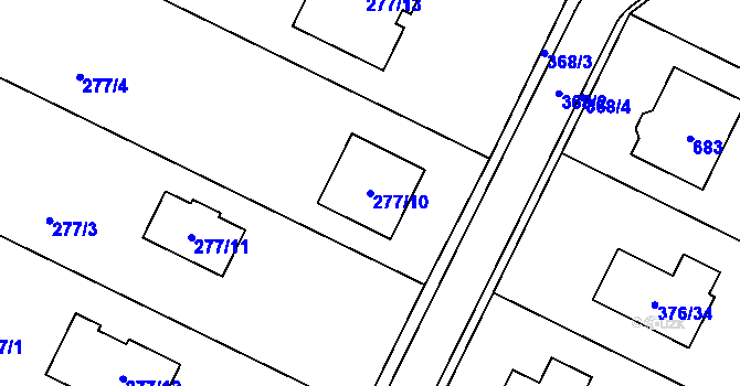 Parcela st. 277/10 v KÚ Písek u Chlumce nad Cidlinou, Katastrální mapa