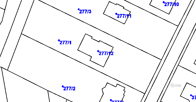 Parcela st. 277/12 v KÚ Písek u Chlumce nad Cidlinou, Katastrální mapa