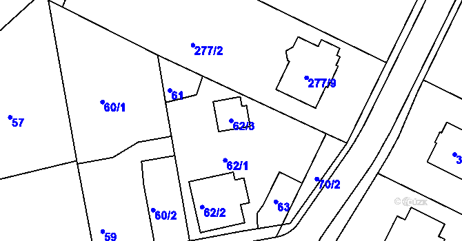 Parcela st. 62/3 v KÚ Písek u Chlumce nad Cidlinou, Katastrální mapa