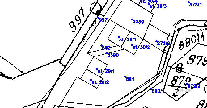 Parcela st. 30/6 v KÚ Písek u Jablunkova, Katastrální mapa