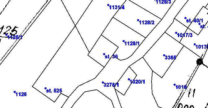 Parcela st. 36 v KÚ Písek u Jablunkova, Katastrální mapa