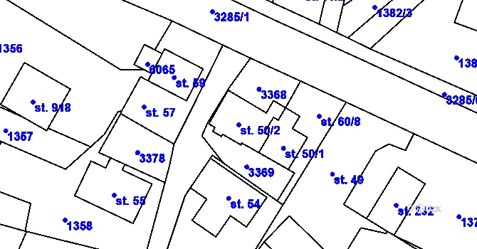 Parcela st. 50/2 v KÚ Písek u Jablunkova, Katastrální mapa