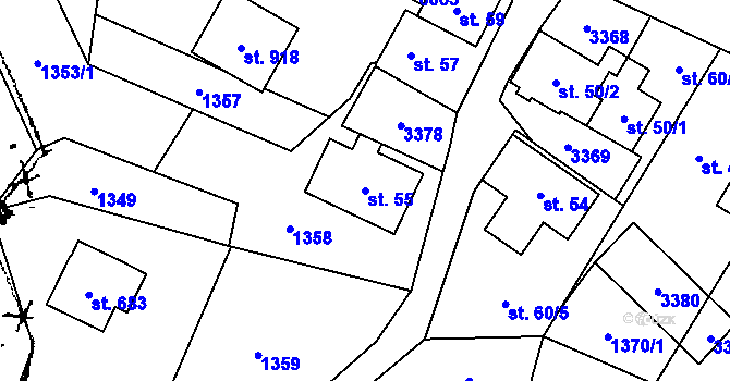 Parcela st. 55 v KÚ Písek u Jablunkova, Katastrální mapa