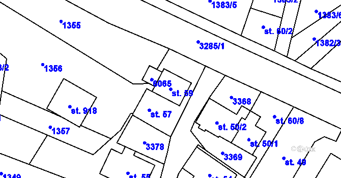 Parcela st. 59 v KÚ Písek u Jablunkova, Katastrální mapa