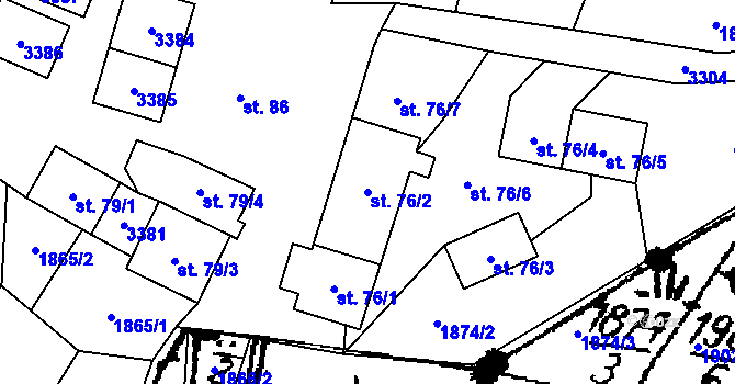 Parcela st. 76/2 v KÚ Písek u Jablunkova, Katastrální mapa