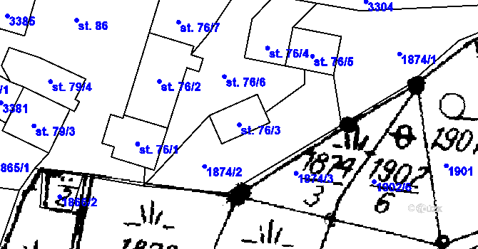 Parcela st. 76/3 v KÚ Písek u Jablunkova, Katastrální mapa