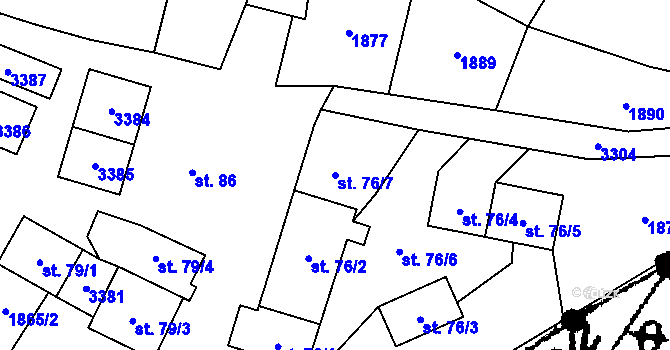 Parcela st. 76/7 v KÚ Písek u Jablunkova, Katastrální mapa
