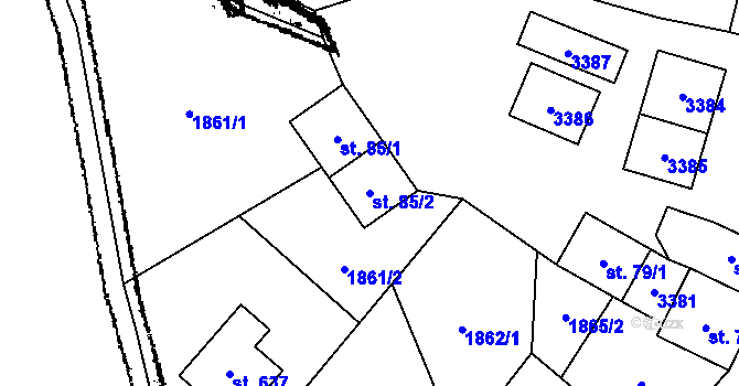 Parcela st. 85/2 v KÚ Písek u Jablunkova, Katastrální mapa