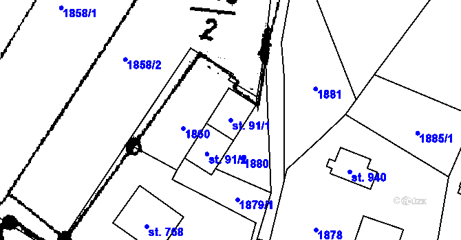 Parcela st. 91/1 v KÚ Písek u Jablunkova, Katastrální mapa