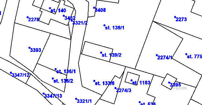 Parcela st. 139/2 v KÚ Písek u Jablunkova, Katastrální mapa