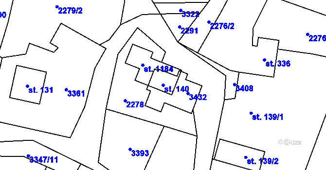 Parcela st. 140 v KÚ Písek u Jablunkova, Katastrální mapa