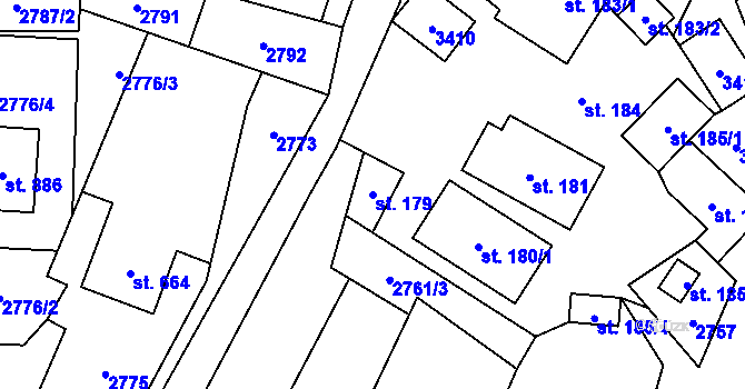 Parcela st. 179 v KÚ Písek u Jablunkova, Katastrální mapa