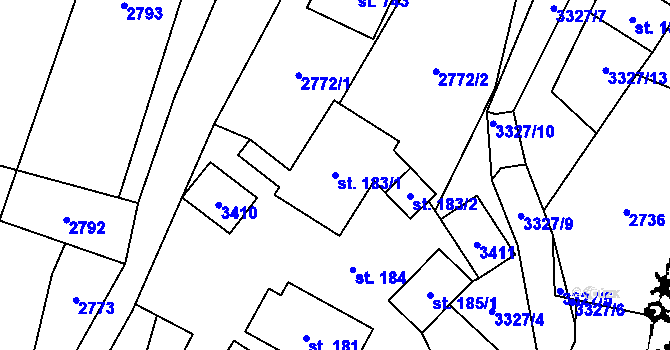 Parcela st. 183/1 v KÚ Písek u Jablunkova, Katastrální mapa