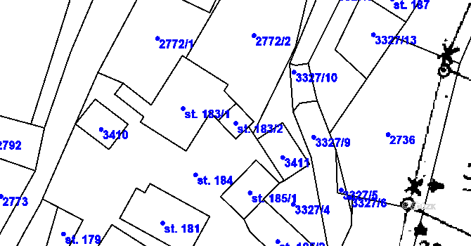 Parcela st. 183/2 v KÚ Písek u Jablunkova, Katastrální mapa