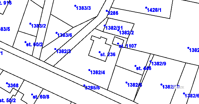 Parcela st. 236 v KÚ Písek u Jablunkova, Katastrální mapa