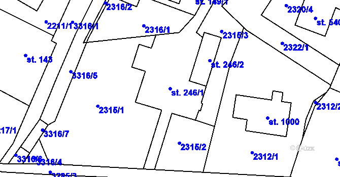 Parcela st. 246/1 v KÚ Písek u Jablunkova, Katastrální mapa