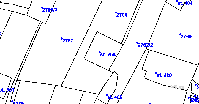 Parcela st. 254 v KÚ Písek u Jablunkova, Katastrální mapa